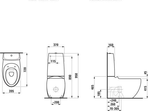 Actual product image Laufen Il Bagno Alessi One pedestal toilet, washdown, rimless, vertical/horizontal outlet, 720x395x4