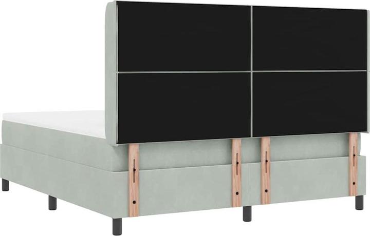 Image du produit vidaXL Boxspringbett Mit Matratze & Led Samt Hellgrau (180 x 200 cm)