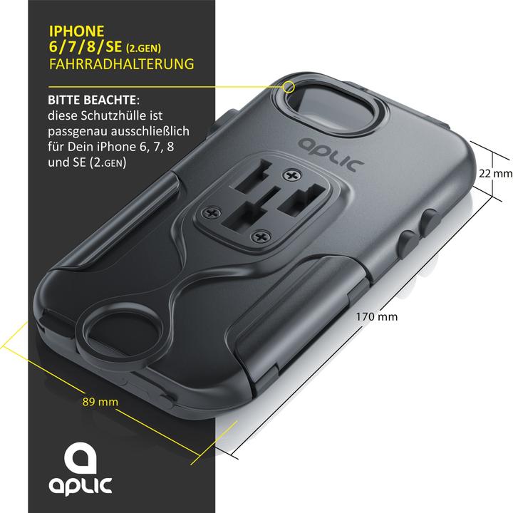 Image du produit Aplic Appareil mobile support vélo, support hydrofuge pour Apple iPhone 6 / 6s / 7 / 8 / SE 2nd 3rd Gen