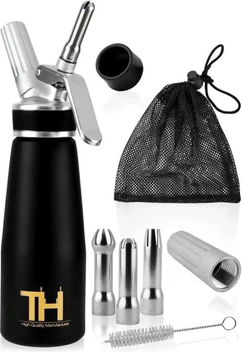 Thiru Sahnespender für Schlagsahne, inkl. 3 Aufsätze und Reinigungsbürste