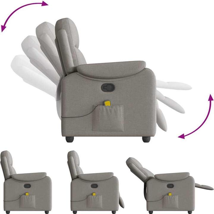 Produktbild VidaXL Massagesessel Taupe Stoff Massage TV-Sessel Sessel mit Massagefunktion