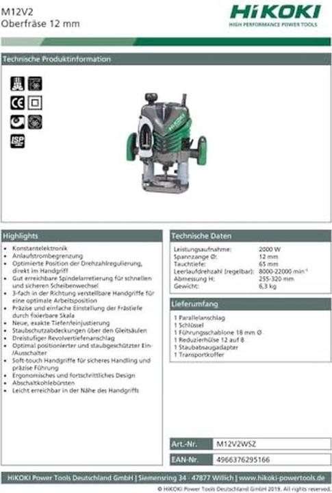 Actual product image Hikoki M12V2