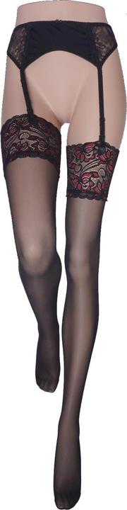 Immagine prodotto Levee Satin Sheers Calze da reggicalze, colore 601 nero-rosso, taglia 40-42 (20 DEN, 40 - 42)