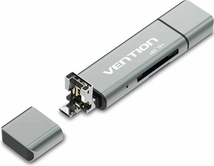 Actual product image Vention Multifunctional USB2.0 Card Reader CCJH0 Grey (USB, Micro USB, USB-C)