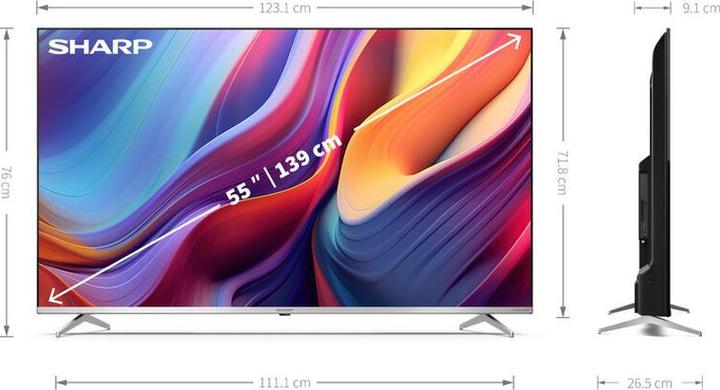 Actual product image Sharp 55GP6265E 55" UHD Google Smart TV silver (55", LED, QLED, UHD, 2025)