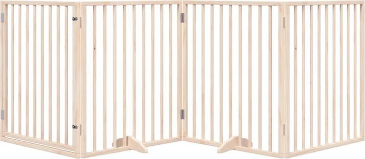 Produktbild vidaXL Hundetor mit Tür Faltbar Hundegitter Schutzgitter 4-tlg. Pappelholz (6 cm)