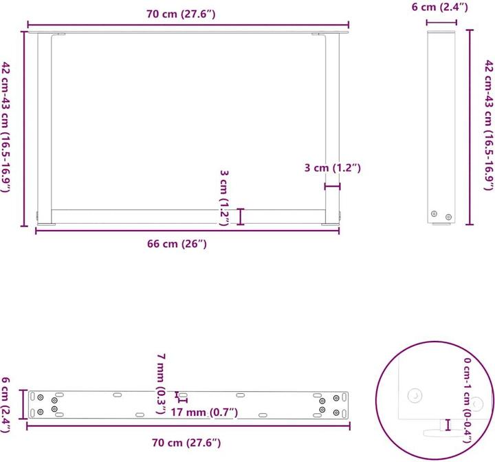 Actual product image vidaXL Couchtischbein