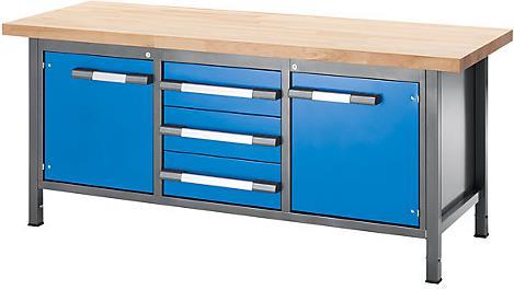 Actual product image eurokraft pro Workbench, height adjustable, with solid beech top (200 cm, 70 cm)