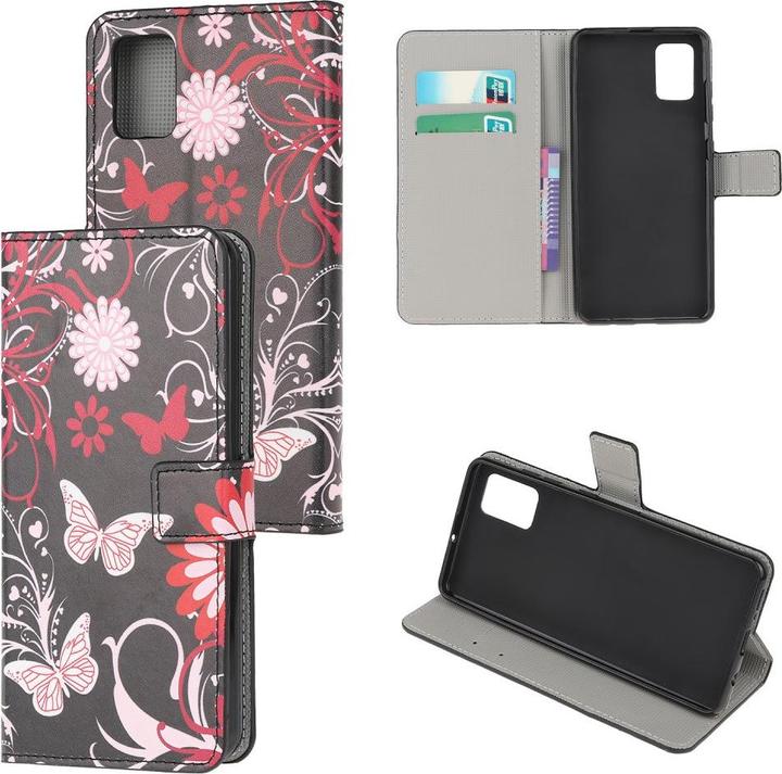 Produktbild Cover-Discount Galaxy A52 - Leder Hülle Schmetterling schwarz (Samsung Galaxy A52)