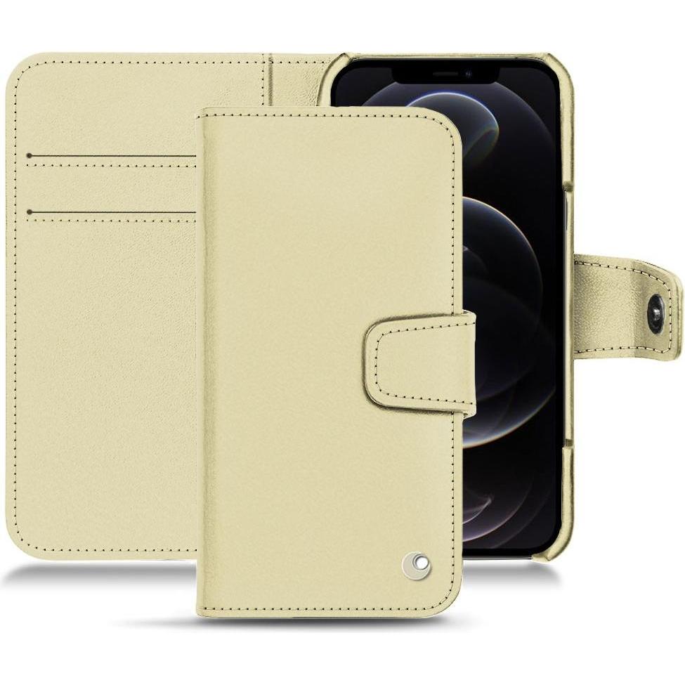 Noreve Lederschutzhülle Wallet (Apple iPhone 12 Pro Max), Smartphone Hülle, Beige