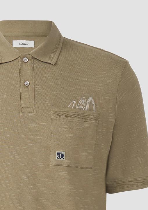 Image du produit S.Oliver Polo-Shirt Flammgarn-Poloshirt mit Brusttasche und Stickerei (XL)
