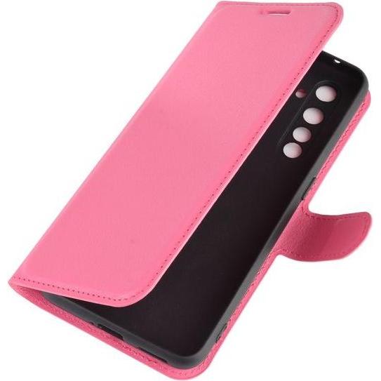 MU Classic Litchi Leder Bookcover Series (Realme X50 Pro 5G), Smartphone Hülle, Rosa