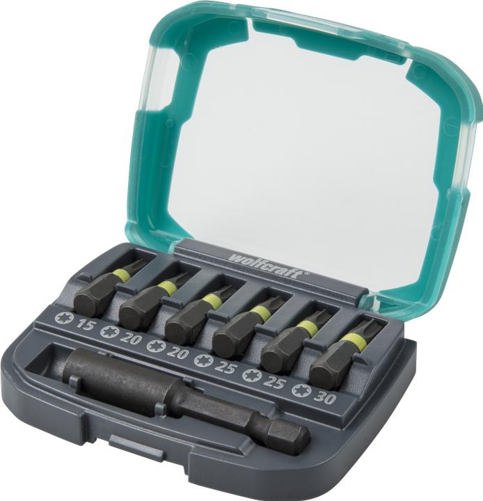 Actual product image wolfcraft 1 Impact bit box, 7-piece, Torx (Hexagon socket TX, Hexagonal)