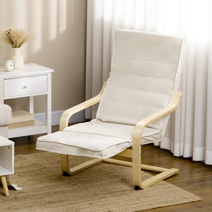 Produktbild Homcom Relaxsessel Polyester, Birkenholz Cremeweiss
