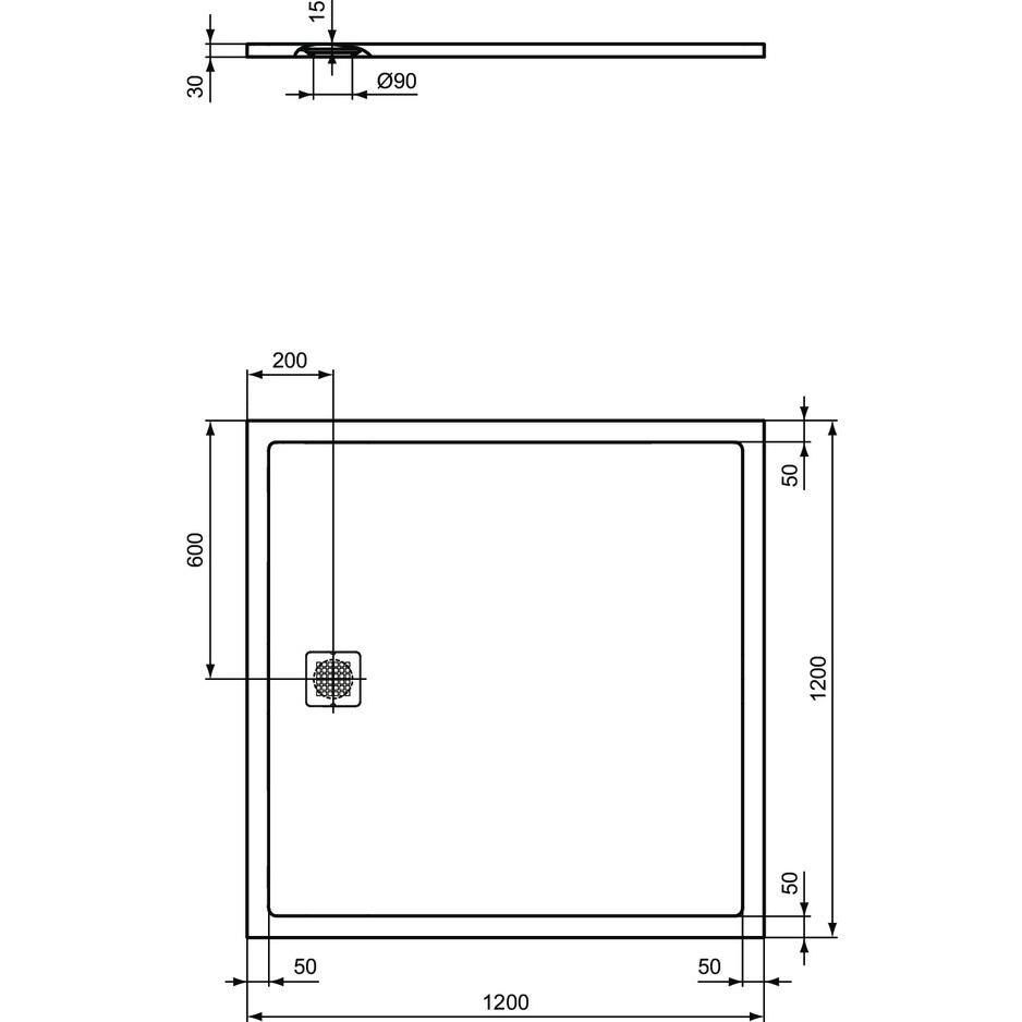 Thumbnail - Ideal Standard, Duschwanne, Ultra Flat S Quadratische Brausewanne 1200x1200mm, Innentiefe 15 mm, K8318