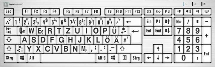 Logickeyboard LKB-LPRNTBW-AJPU-DE USB QWERTZ Deutsch Multi Tastatur (DE, Kabelgebunden)