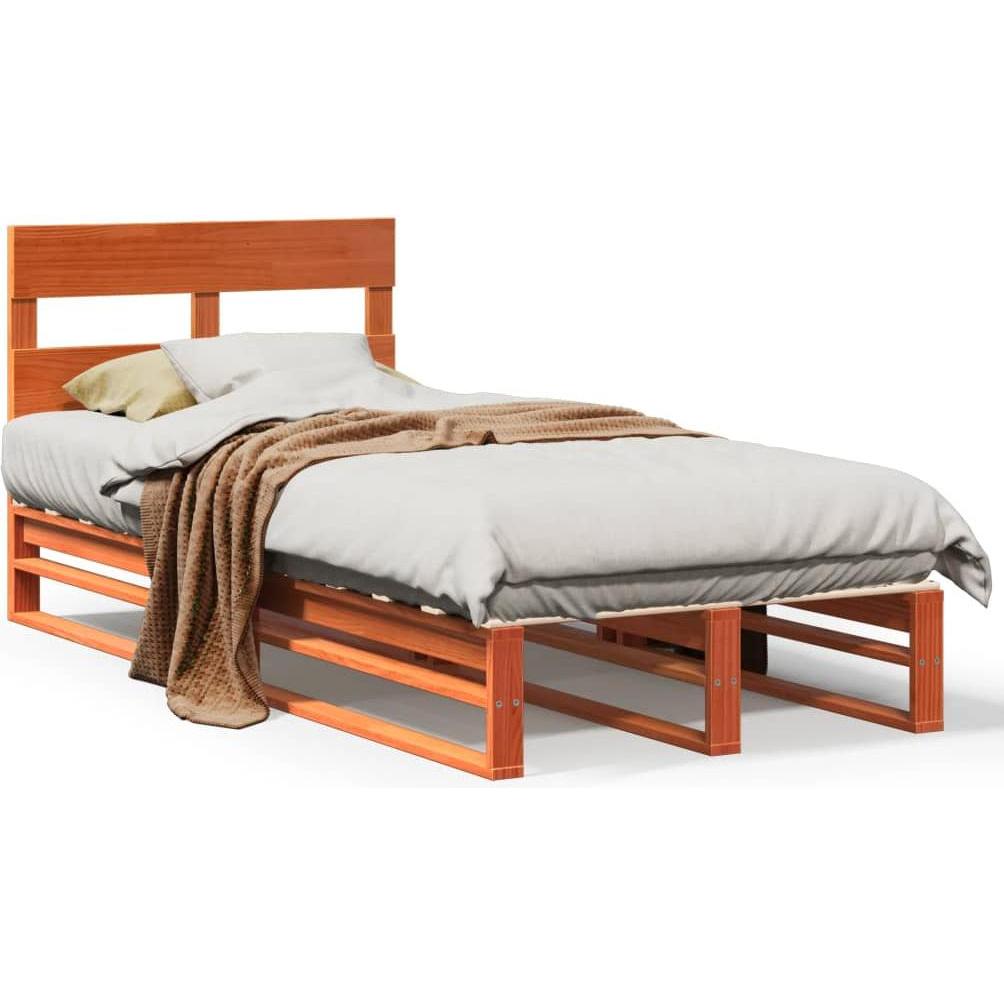 VidaXL, Bett, Massivholzbett Holzbett Bett Palettenbett mit Kopfteil 150x200cm Kiefer (150 x 200 cm)