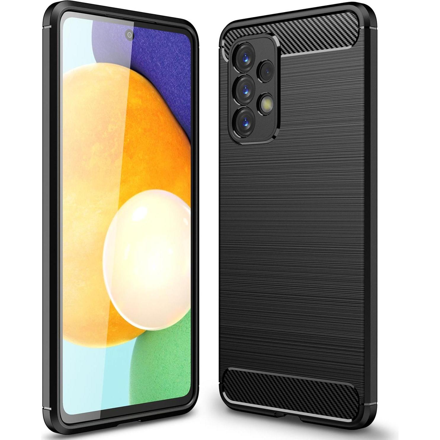 Nalia Carbon-Look Silikon Hülle (Samsung Galaxy A33), Smartphone Hülle, Schwarz
