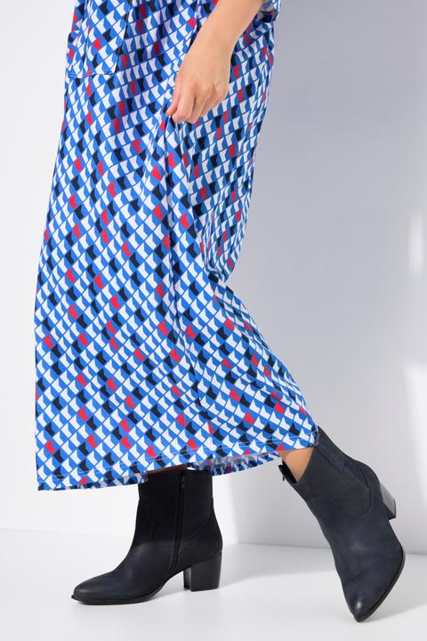 Produktbild Ulla Popken Jerseykleid, Zierbänder, A-Linie, Rundhals, 3/4-Arm (54)