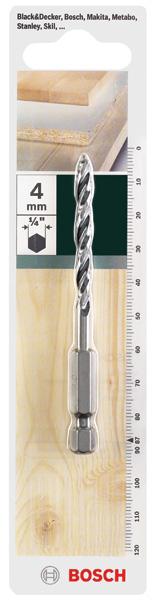 Immagine prodotto DIY Trapano per legno HSS, codolo esagonale da 1/4" D= 4,0 mm L= 87 mm (4 mm, 4,00 mm)