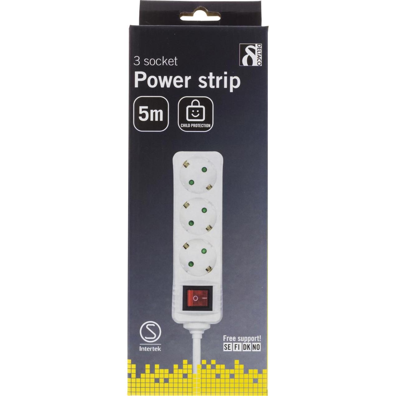 Thumbnail - Deltaco, Steckdosenleiste, GT-116D power extension 3 AC outlet(s) Indoor White (3 x, CEE 7/3, 5 m)