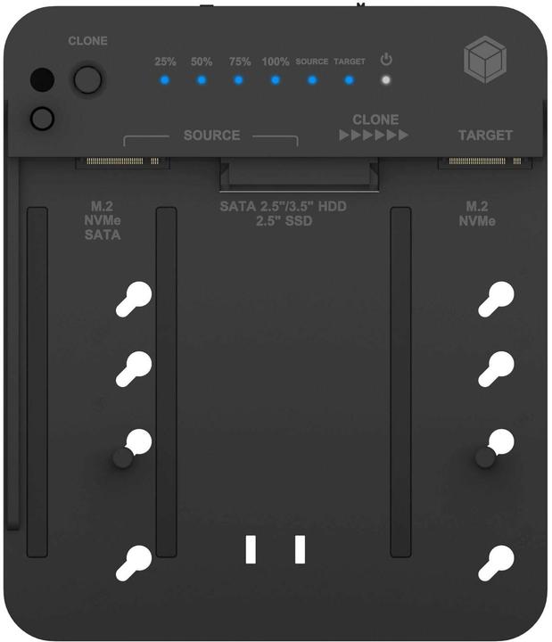 Actual product image Icy Box Cloning and docking station for 2 M.2 NVMe SSDs and HDDs, IB-2913MCL-C31
