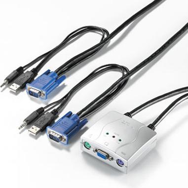 Thumbnail - Roline Value KVM-Switch, 1 User (PS/2) auf 2 PCs (USB), Audio, VGA (2 m), Stromkabel