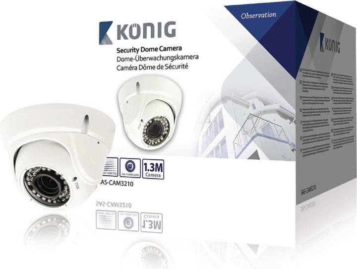 Produktbild König Chain KÃ¶nig SAS-CAM3210 Dome Surveillance Camera with Zoom Lens, White