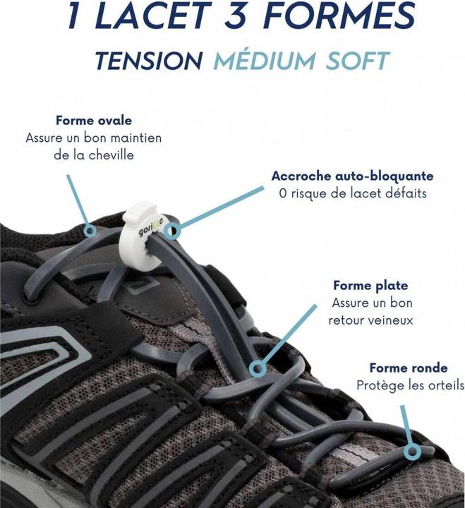 Produktbild Gorilla Elastische Silikon-Schnürsenkel für Wandern (12.30 cm)