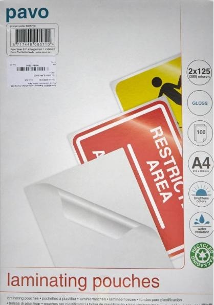 Actual product image pavo Laminating film A4, 125 µm, 100 pieces, glossy (A4, 100 Piece, 125 µm)
