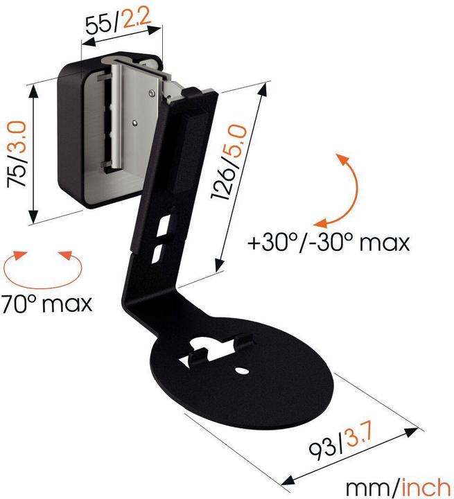 Produktbild Vogels SWM 4111 Sonos speaker muurbeugel voor Era 100 (zwart) (1 Stk., Wandmontage, Neigbar, Drehbar)
