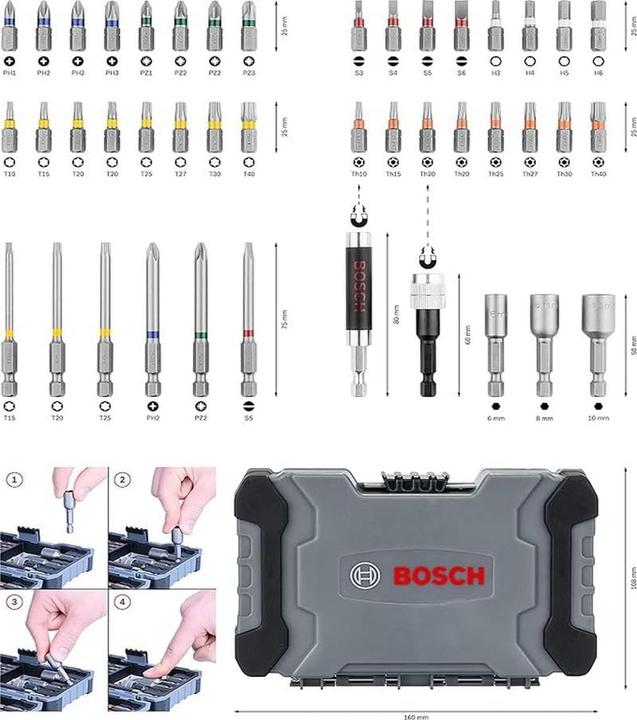 Produktbild DIY Bosch Accessories 0615997658 Bit-Set 43teilig Kreuzschlitz Phillips, Kreuzschlitz Pozidriv, Schlitz