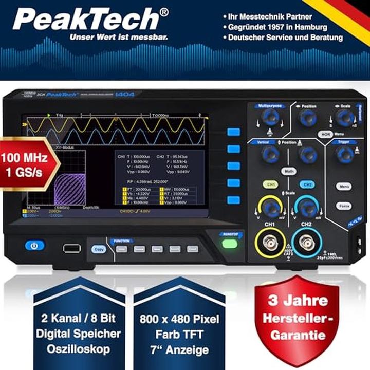 Image du produit Peaktech P 1404 Oscilloscope à mémoire numérique (CAT II 400V)