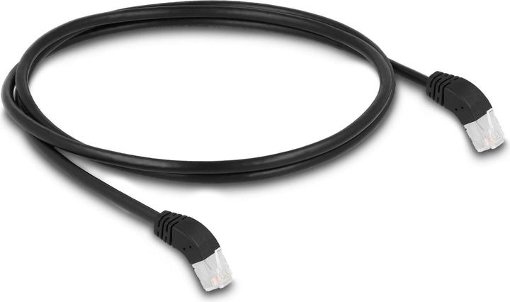 Produktbild Delock Patchkabel 45° oben gewinkelt Cat 6A, S/FTP, 1 m, Schwarz (S/FTP, CAT6a, 1.10 m)