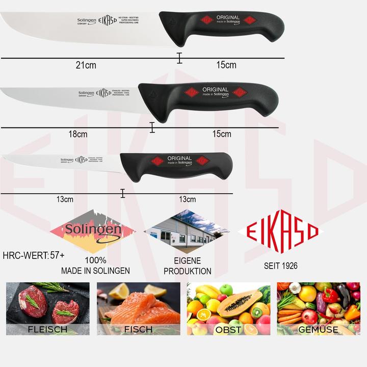 Produktbild Eikaso Solingen 3-teiliges Metzgermesser-Set (21 cm)