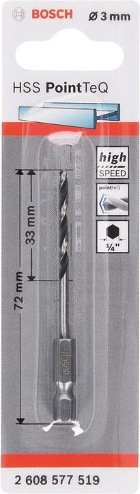 Actual product image Bosch Professional Zubehör HSS PointTeQ hexagonal drill 3 mm (3 mm)