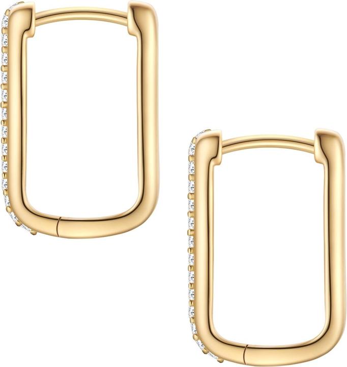 Immagine prodotto Glanzstücke München Creolen Sterling Silber gelbgold Zirkonia weiss - 38262 (Oro giallo 14 carati, Argento 925)