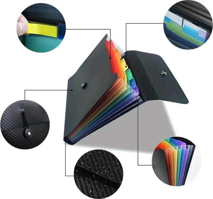 Image du produit ASMI Aktenmappe A4 – Fächermappe mit 13 Fächern Carbon Schwarz (A4)