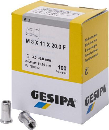Productafbeelding Gesipa BlindklinkmoerenM8 11x20.0 Alu