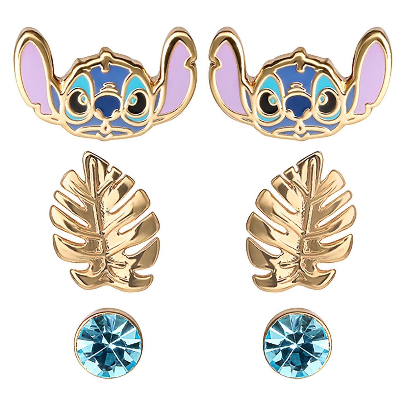Peers Hardy, Ohrringe, Stitch - Blue & Gold - 3 Pairs De Clous D'Oreilles - Laiton Plaqué, (Sterling Silber)