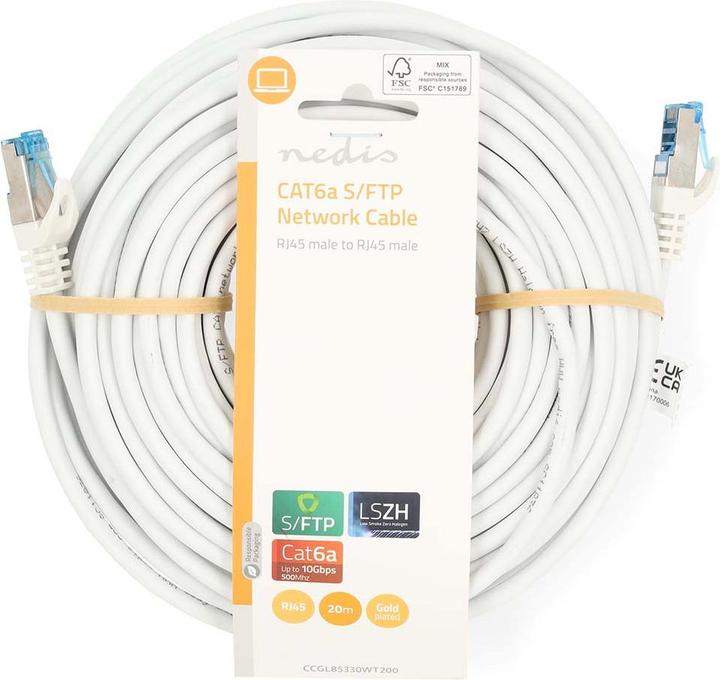 Immagine prodotto Nedis Cavo di rete CAT6a | S/FTP | RJ45 maschio | RJ45 maschio | 20,0 m | Snagless | Rotondo | LSZH | (S/FTP, CAT6a, 20 m)