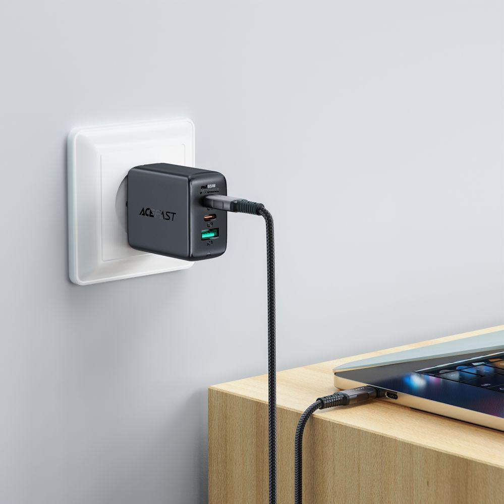 Thumbnail - Acefast C1-09 USB-C / USB-C USB4 PD3.1 Kabel 5A 1m - grau-schwarz (1 m, USB 4.0), USB Kabel