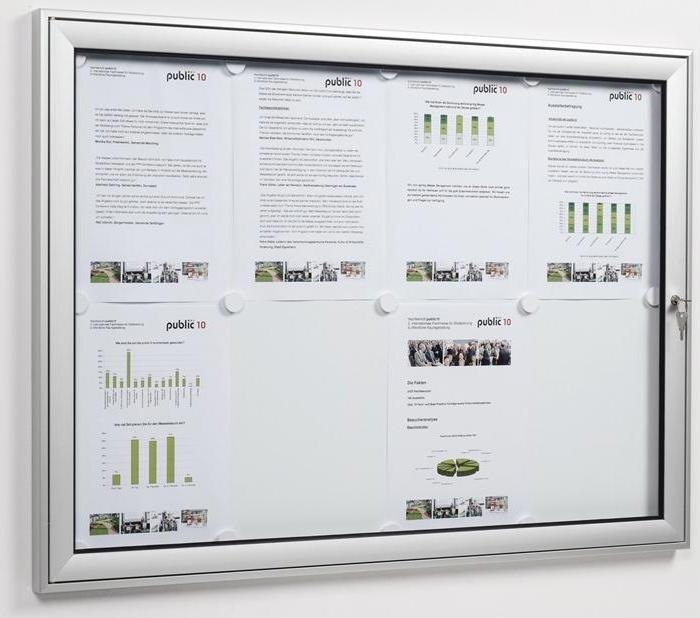 Actual product image Wsm Hinged door display case 8 x DIN A4 W930xH680mm frame angular for indoor use