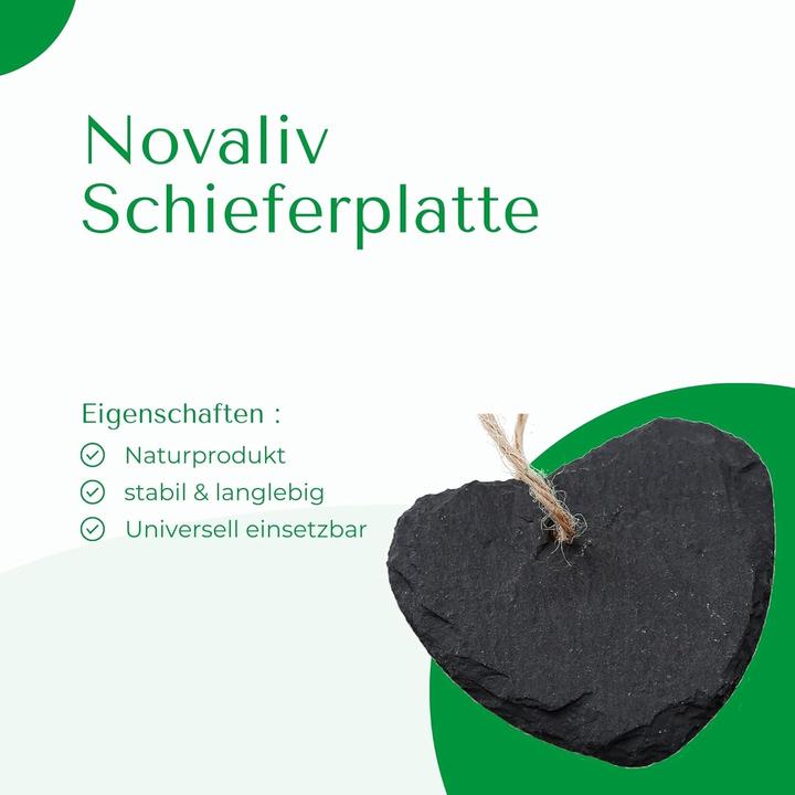 Immagine prodotto Novaliv Schieferherz zum Aufhängen mit Juteband Schiefertafel Dekoration Wandeko (6, 6 cm Herz) (6 x 6 cm)