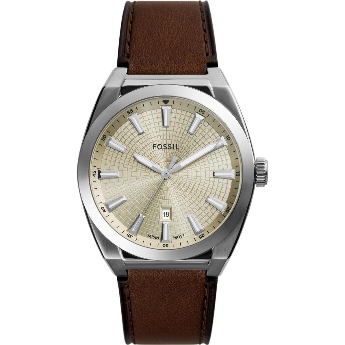 Fossil, Armbanduhr, Everett, Braun, (Analoguhr, 42 mm)