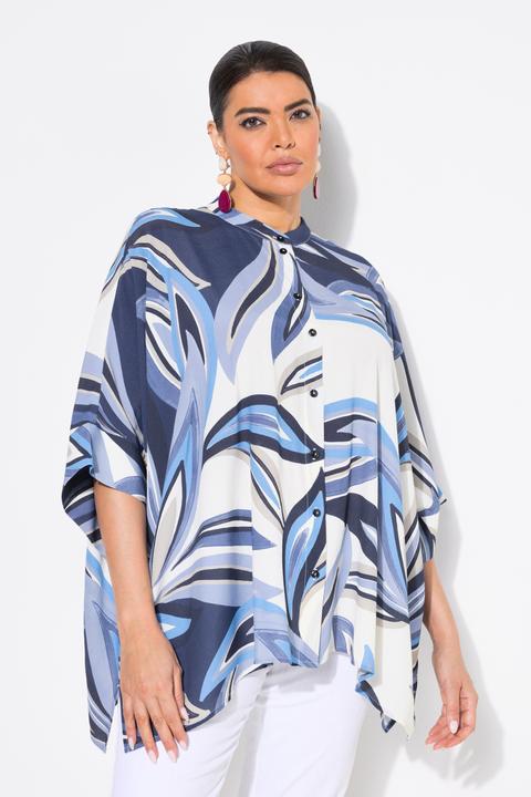 Immagine prodotto Ulla Popken Blusa dal taglio oversize con foglie, collo alto e mezze maniche (54)
