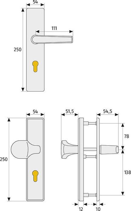 Actual product image Abus HLT612 F1 EK Security fitting WG, aluminium (Door handle)