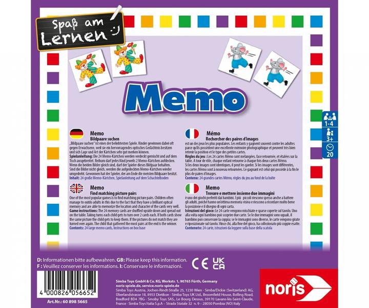 Immagine prodotto Noris Memo (Francese, Inglese, Italiano, Tedesco, 1 - 4 Giocatori)