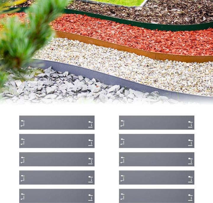 Produktbild Green Split 20er Set Rasenkanten Metall 13.5 cm hoch, 24 m lang (2400 cm)