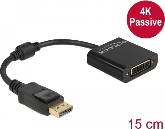 Produktbild Delock Adapter DisplayPort 1.2 Stecker zu DVI Buchse 4K Passiv schwarz (0.15 m)